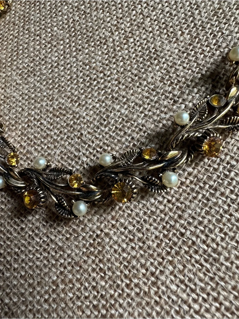 Vintage Choker Necklace Faux Pearl Rhinestone